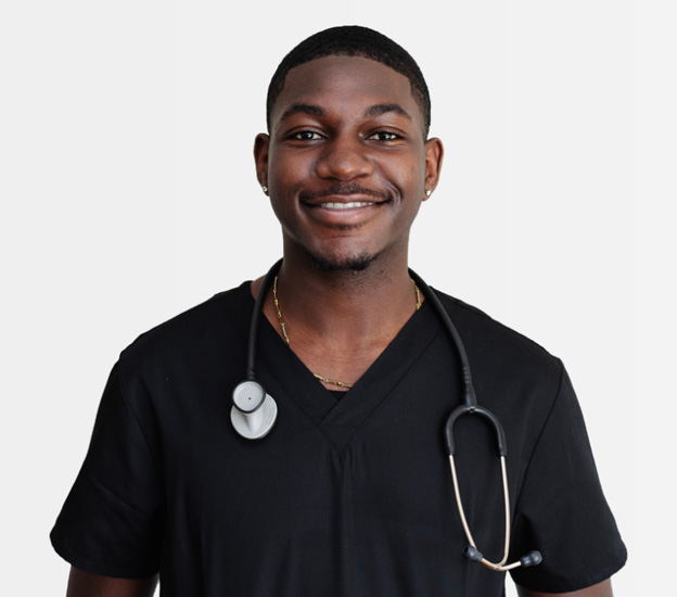 Young  man of color standing facing camera.